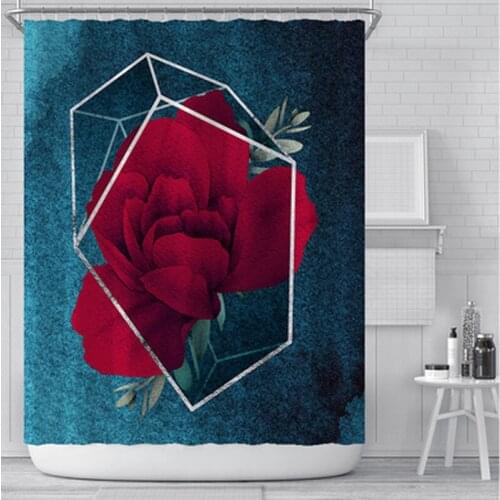 New flower creative digital printing shower curtain waterproof polyester shower curtain customized