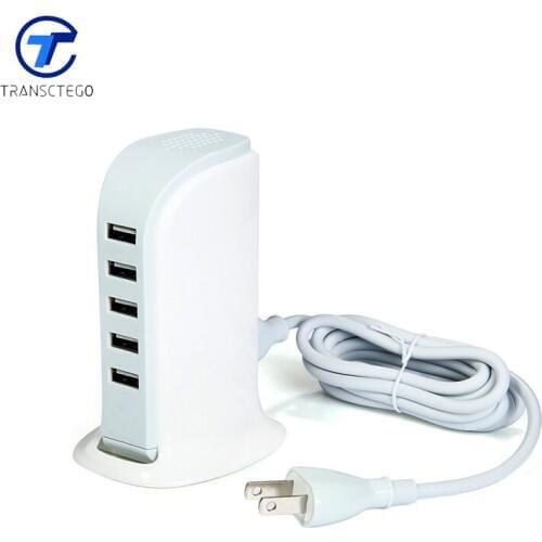 USB charger 5 ports 5V vertical plug multi functional traveling Adapter Rapid-Charging 5-Port Desktop USB Hub/Charging Station