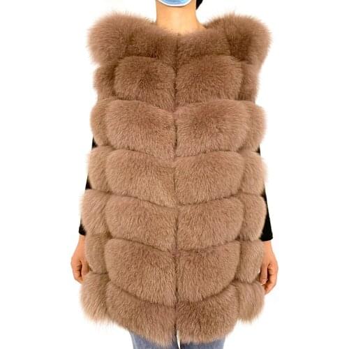 2021 Real Fox Fur Vest 100% Natural Real Fur Womens High Quality Fashion Fur Coat Jacket Vest Genuine Leather Coat