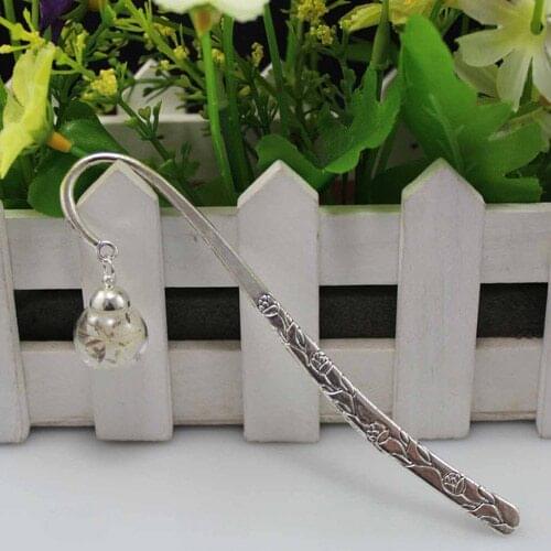 2PCS 16MM Glass Globe Bookmark Tibetan Bookmarks Metal Bookmarks Hook BookMark Silver Plated Christmas Gift