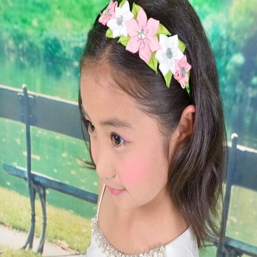 20 pcs hand customize new style BLESSING Good Girl Modern Style Headband accessories hyacinth Garland Hair Bow
