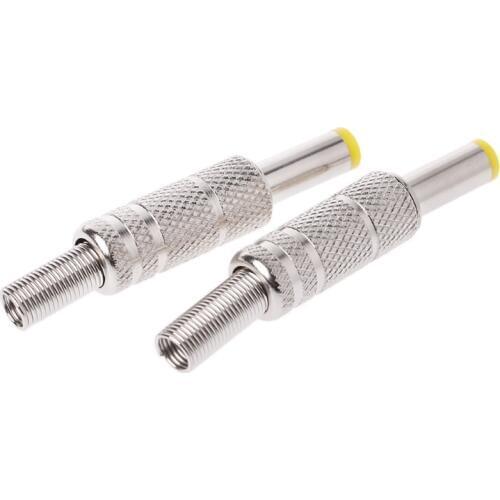 5 Pcs Metal 5.5x2.1mm DC Power Male Plug Jack Adapter Connector with Yellow Head