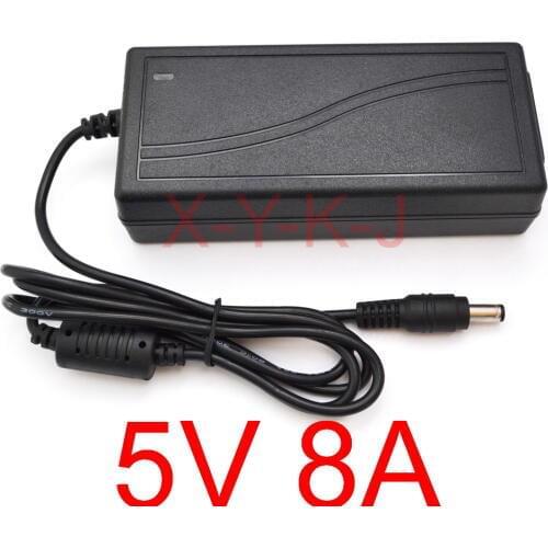 50PCS 5V 8A High quality IC solutions AC 100V-240V DC 5V 8A Switch power supply, 40W LED adapter, 5.5mm*2.1-2.5mm