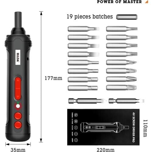 Cordless Mini Electric Screwdriver Drill Bits with LED Lighting USB Rechargeable Torque Portable Household DIY Repair Power Tool