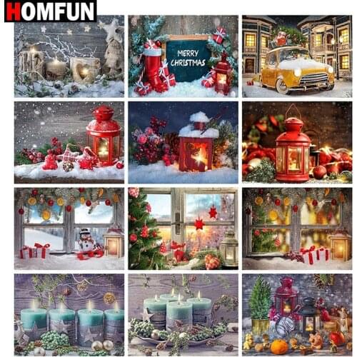 HOMFUN Full Square/Round Drill 5D DIY Diamond Painting "Christmas landscape" Embroidery Cross Stitch 5D Home Decor Gift