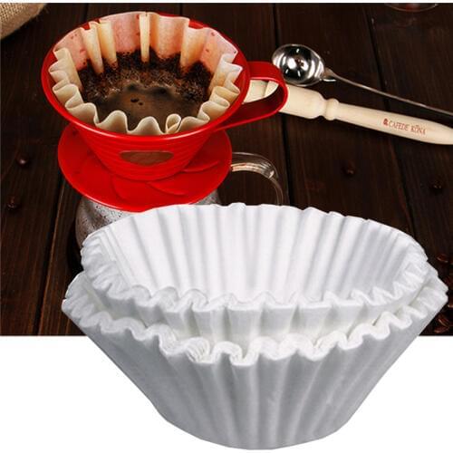 50pcs/Set White Coffee Filters Single Serving Paper for Coffee Machine 24CM White Filter Paper Cake Cup Coffee Filter Paper Bowl