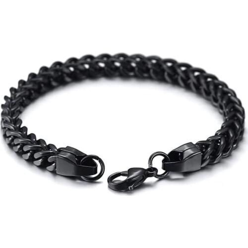 Domineering Fashion Double Layered Curb Chain Bracelets for Mens Stainless Steel Links Punk Rock Jewelry