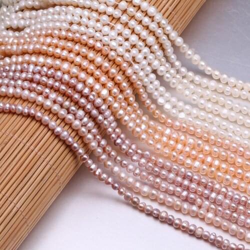 1 stand AA grade natural freshwater pearl loose beads craft DIY necklace bracelet jewelry simple high-end accessories bead 3-4mm