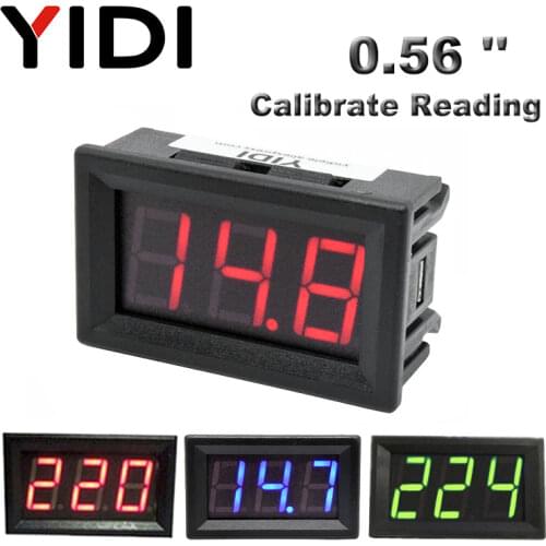 0.56'' LCD Digital Voltmeter 30-500VAC Calibrate Reading 0-100VDC 5-30V Red Green Blue LED Display Voltage Meter Detector Tester