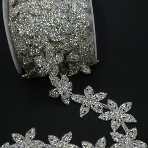 Flower 4*22cm Lotus shape Rhinestone beaded clothing accessories collar flower handmade beading lace trim patches for clothes