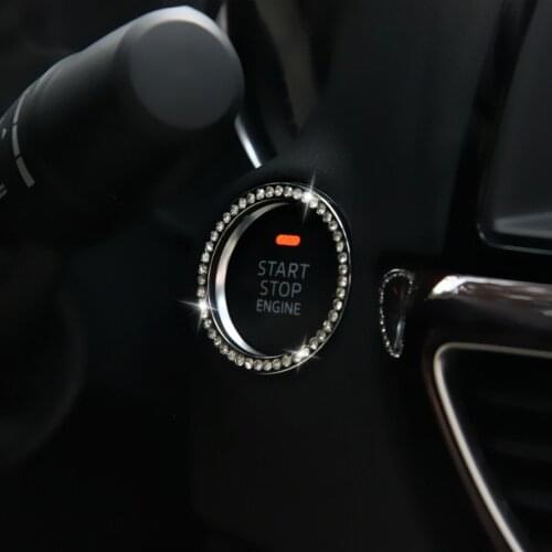 One-click Start Button Decorative Ring Handmade Diamond-encrusted Crystal Ignition Ring Sticker Ring Crystal Sticker Decorations