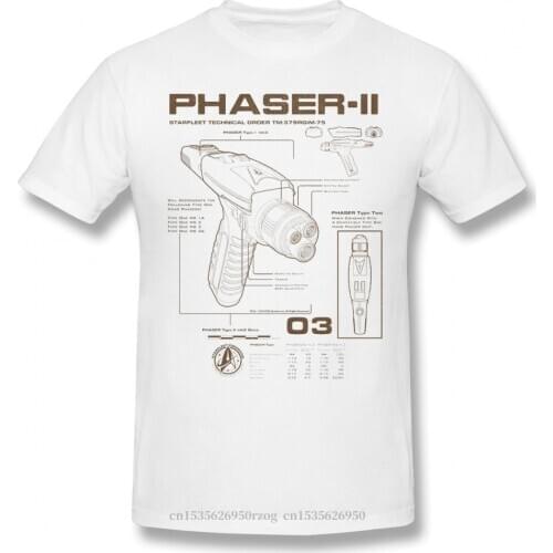 Discovery Phaser-II Schematics Poster Homme T-Shirt Star Trek Science FictionTV Series Tees Pure Cotton Oversized Short Sleeve