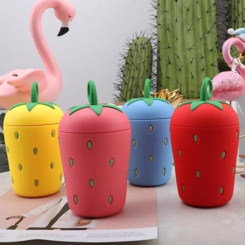 Double-layer Water Bottle Stylish Fruit Glass Cup Student Fresh Lifting Rope Portable Double Glass Strawberry Water Cup Kettle