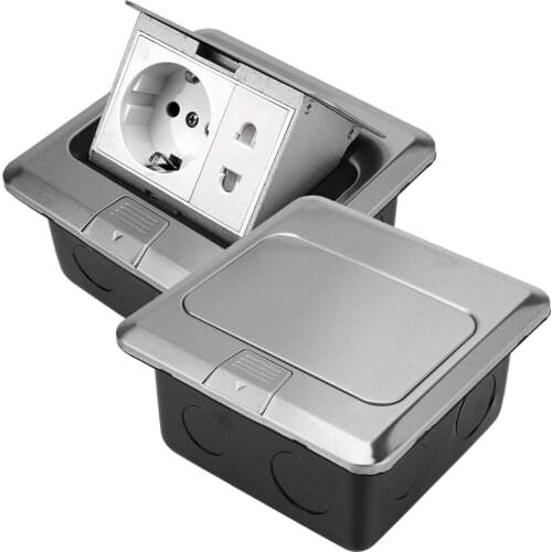 EU/Universal Power Outlet Stainless Steel Pop Up Floor Socket Hidden Type For Meeting Room Electrical Switches