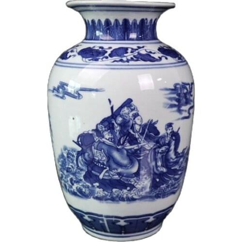 Chinese Old Porcelain Blue And White Eight Immortals Figure Vase