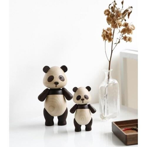 Chinese elements national treasure panda handmade doll ornaments solid wood craft creative gifts