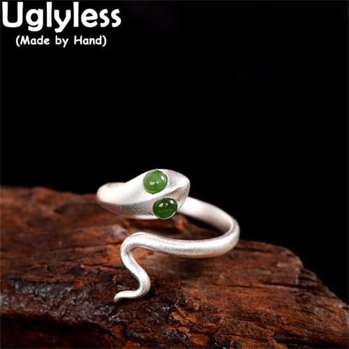 Uglyless Natural Tanzanite Rings for Women Real 925 Silver Snake Rings Creative Animals Snakes Jewelry Gold Gifts Bijoux Crystal