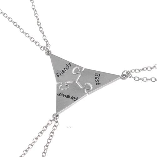 3 Pieces New Splicing Alloy Pendant Choker Fashion Best Friend Forever Friendship BFF Personality Pendant Necklace For Unisex