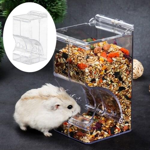 Hamster Feeder Bin Food granary Pet Mice Pigeon Parrot Food Feeding Groove Container Transparent Plastic Feeder
