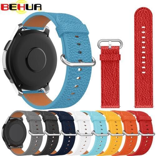 22mm Leather Band for Samsung Gear S3 Frontier/Classic Strap Smart Galaxy Watch 46mm Bracelet with Universal buckle Watchband