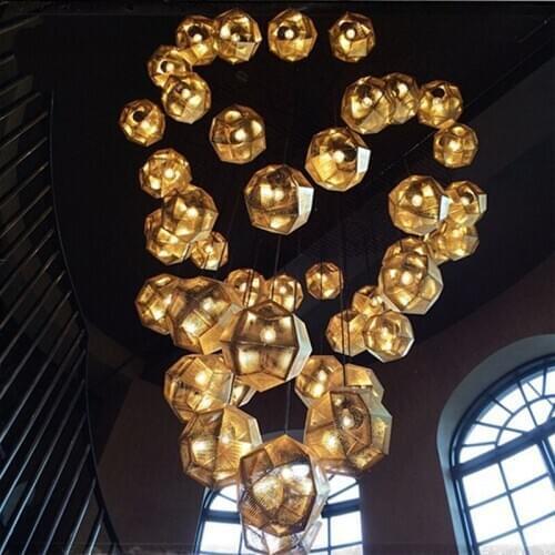 Creative Geometry Stainless Steel Multi Faceted Ball Metal Pendant Lights Led Modern Light Fixtures Living/Dining Room Bedroom