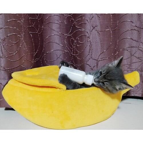 Banana Peel Cat House Cute Bed Mat Soft Plush Padding Cushion for Cats Kittens JAN88