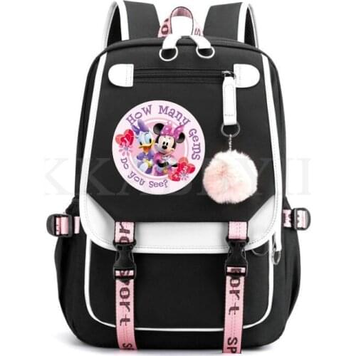 Kawaii Minnie Backpack Multi Function Capacity School Bags For Teenagers Organizer with Changing Women Cartoon Stitch Mochilas
