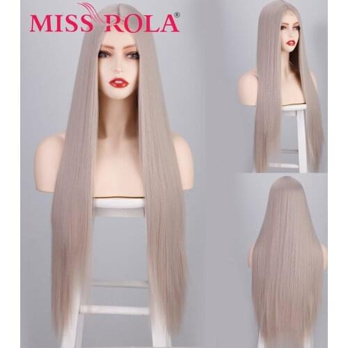 MISS ROLA Synthetic Long Straight Natural Middle Part Wigs For Women Daily Use Heat Resistant Fiber Fake Hair