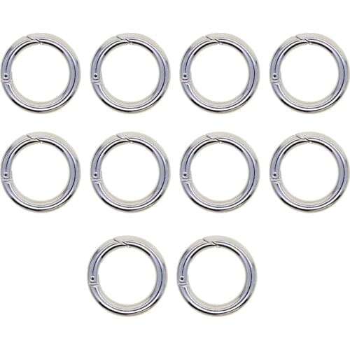 10 Pcs Office / Home / Factory Multifunction 28mm Round Circle Carabiner Snap Hook Keychain Keyring Alloy