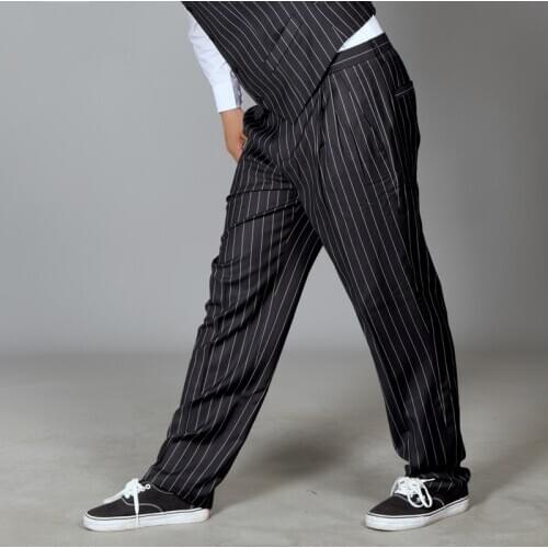 New Ballroom Dance Pants Men Dancing Clothes Tango/Hip Hop/Latin Dance Competition Trousers Wear Male Loose Stripe Pant VDB1720