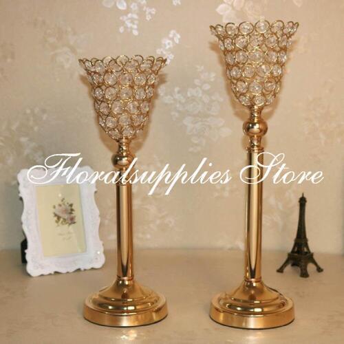 Rose gold Wedding Crystal Candle Holder Centerpiece Wedding Decoration Accessories Metal Candle Holder Flower Stand