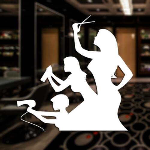 Hair Salon Wall Decal Beauty Salon Scissor Sticker Barber Shop Vinyl Wall Decals Decor Mural Hairdresser Glass Window Sticker