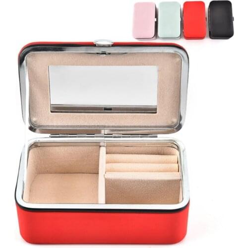Jewelry Box Portable with Mirror Makeup Mirror Earrings Grids Storage Travel Jewerly Storage Box Organizer