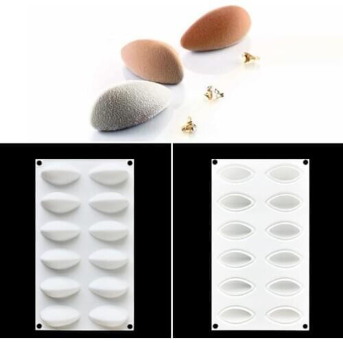 12 Cavity Silicone Cake Fondant Mold Form Quenelle Shaped Mould Mousse Cake Chocolate Decorating Tools Baking Pan Tray