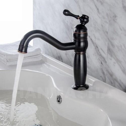 Basin Faucet Stream Deck Retro Industrial Style Hot and Cold Water Brass Tap Single Bathroom Sink Taps Deck Mount