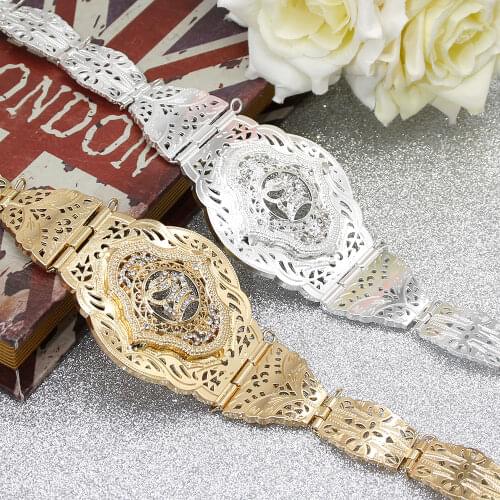 SUNSPICEMS Morocco Metal Women Caftan Belt Arabic Ethnic Wedding Jewelry Abaya Waist Chain Belt Adjustable Length DUBAI Bijoux