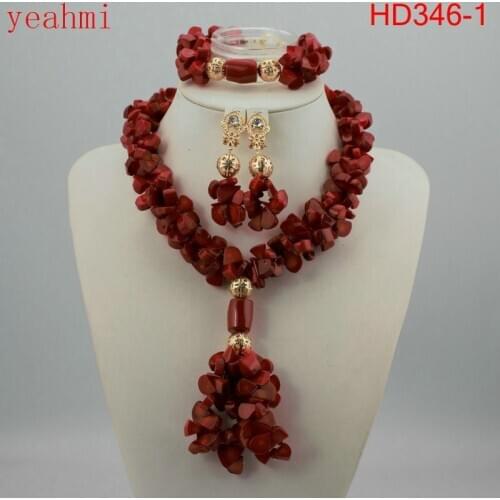 Bridal Jewelry Set Earrings Necklace Bracelets African Nigerian Original Coral Beads Jewelry Set For Women Turkish Wedding