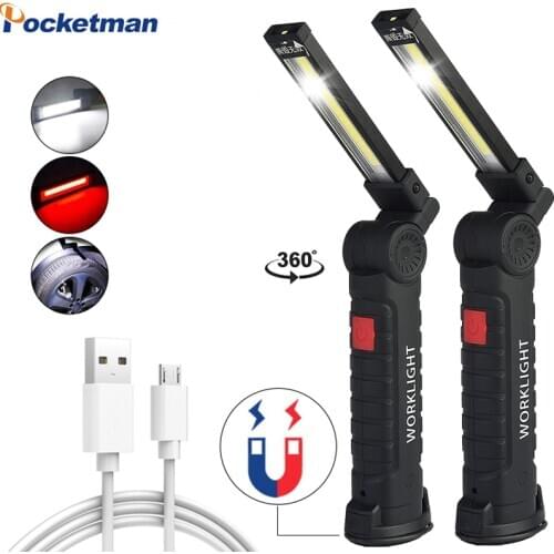 LED Work Light USB rechargeable COB LED flashlight Magnetic 5 modes Super Bright torch waterproof for Car Repair with magnet