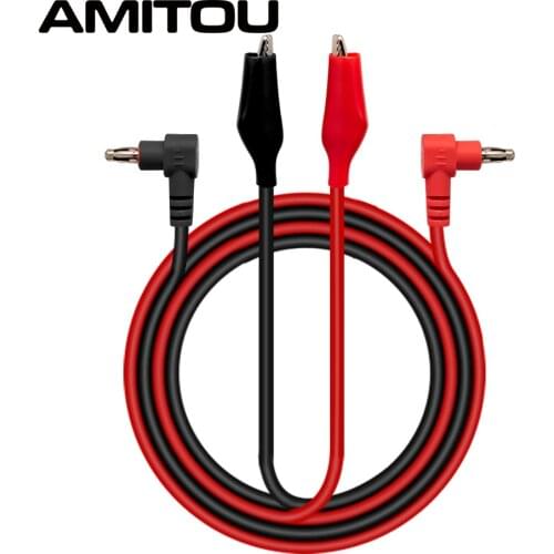 AMITOU Alligator Cilp to Banana Plug Test Cable Lead Connector Dual Tester Probe Crocodile Clip Multimeter Eletrician Tool
