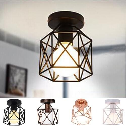 Vintage Ceiling Light Modern Nordic Iron Cage Ceiling Lamp Lighting Fixture Luminaire For Bedroom Living Room Bar Loft Kitchen