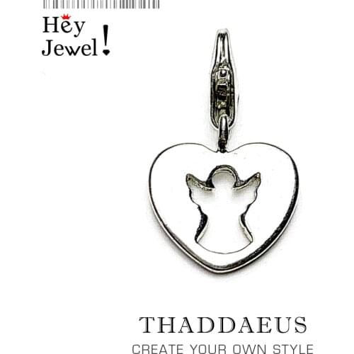 Classic New Heart Hollow Out Guardian Angel Diy 100% 925 Sterling Silver Charms Fit Bracelet Jewelry For Women Drop Shipping