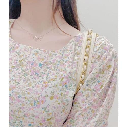 Choker Bow Necklaces for Women Collarbone Chain Bow Pendant Necklace Collier Jewelry Accessories Wholesale Collares