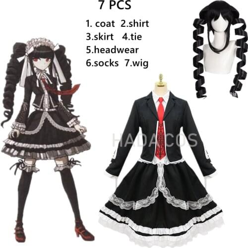 New Yasuhiro Taeko Cosplay Costume Danganronpa Celestia Ludenberg Wigs Woman Gothic Lolita Uniform Skirt Halloween Party Dress