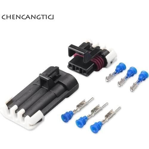 2 Sets 3 Pin Way Delphi Black Auto Connector Metri-Pack 150 Temperature Sensor Male Female Plug 12129615 12110293