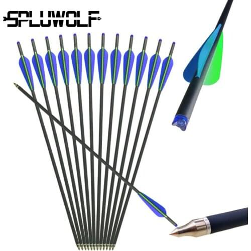 12 PCS Archery Hunting Bow and arrow Crossbow Bolts 22" 20" inch 18"17" 16"13.5" Carbon Arrows 400 Spine