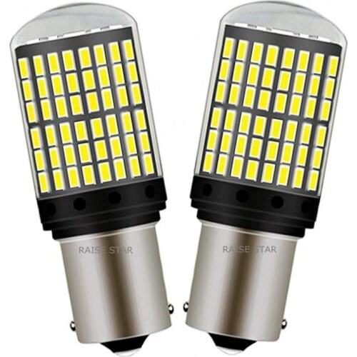 2PCS 1156 P21W BA15S 7506 Canbus No OBC Error Super Bright 144 LED Auto Brake Lights Car Backup Reverse Lamps Turn Signals Bulb