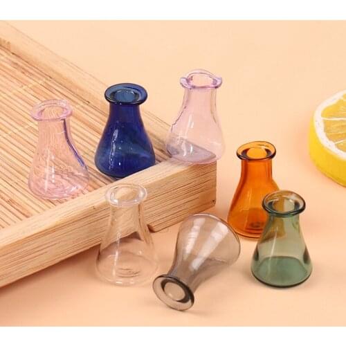 2pcs HS Miniature Cone Glass Vase Food Play Scene Model Diy Glass Bottle Vase Dollhouse Miniature Accessories