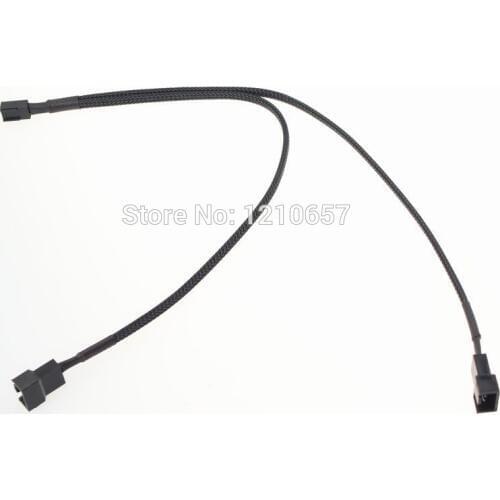 20Pieces Lot 3Pin Female to Dual Male Sleeved Y-Splitter Adapter Wire Fans Power Extension Cable 30CM