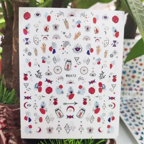 3D Stickers for Nails Beautiful Eye Hand Star Bottle Design Nails Art Decoration Manicure Stickers Sliders Nail Foil Accessories