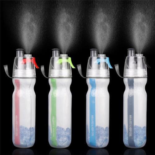 500ml BPA Free Sport Water Bottles Double Layer Ice Cold Bottle Sports Outdoor Drinking Kettle Insulated Mist Spray Water Bottle